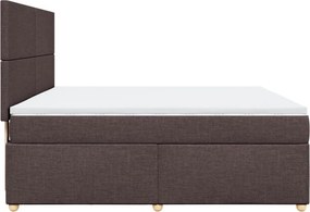 vidaXL Κρεβάτι Boxspring με Στρώμα Σκούρο Καφέ 180x200 εκ Υφασμάτινο