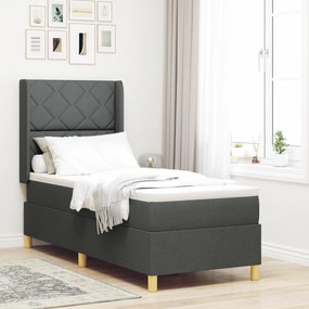 vidaXL Κρεβάτι Box Spring με Στρώμα Σκούρο Γκρι 80x200 εκ. Ύφασμα