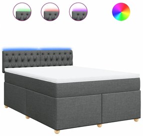 Κρεβάτι Boxspring με Στρώμα Σκούρο Γκρι 140x200 εκ Υφασμάτινο - Γκρι