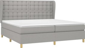 vidaXL Κρεβάτι Boxspring με Στρώμα Ανοιχτό Γκρι 200x200 εκ. Υφασμάτινο