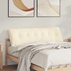 vidaXL Μαξιλάρι Πλάτης Κρεμ 160 x 50 cm Υφασμάτινο Κορντουρά