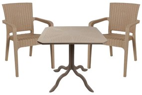 Τραπεζαρία Groovy-Halcyon σετ 3τεμ PP cappuccino 80x80x74,5εκ. 80x80x74.5 εκ.