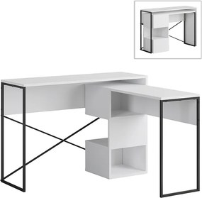 Γραφείο εργασίας πολυμορφικό Badau Megapap χρώμα λευκό 110x37,2x77εκ.