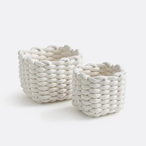 Σετ 2 πλεκτά καλάθια με χοντρή πλέξη, ESIAK