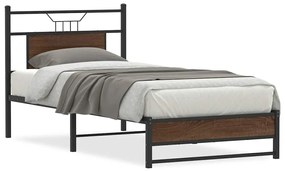 vidaXL Πλαίσιο Κρεβατιού Χωρ. Στρώμα Καφέ Δρυς 75x190εκ Επεξ. Ξύλο