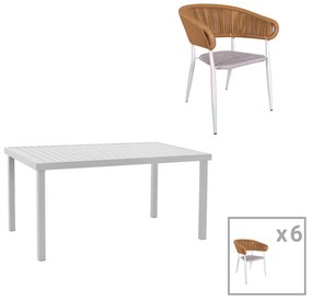 Intrahome Τραπεζαρία Kliton-Raven σετ 7τεμ Intrahome αλουμίνιο σε λευκή απόχρωση 150x80x74εκ | SKU: INTRAPA-311111979