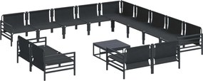 vidaXL Σετ Καναπέ Κήπου με μαξιλάρι 14 pcs Μαύρο Ατσάλι