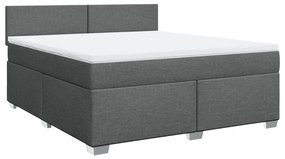 Κρεβάτι Boxspring με Στρώμα Σκούρο Γκρι 180x200 εκ Υφασμάτιν - Γκρι