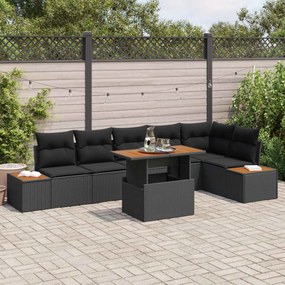 vidaXL Σετ Καναπέ Κήπου με αποθήκευση 7 pcs Μαύρο Πολυ ράταν