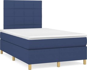 vidaXL Κρεβάτι Boxspring με Στρώμα &amp; LED Μπλε 120x190εκ. Υφασμάτινο