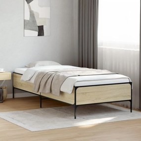 vidaXL Πλαίσιο Κρεβατιού Sonoma Δρυς 90x200 εκ. Επεξ. Ξύλο &amp; Μέταλλο
