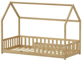 Κρεβάτι παιδικό Callan τύπου Montessori με κιγκλίδωμα ξύλο πεύκου φυσικό 90x190 εκ. 97x190x140.5 εκ.
