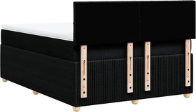 vidaXL Κρεβάτι Boxspring με Στρώμα Μαύρο 140x190 εκ. Υφασμάτινο