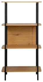 Βιβλιοθήκη - Ραφιέρα Μεταλλική FL2504 Fylliana Black-Oak χρώμα 60x36x122εκ 60x36x122 εκ.