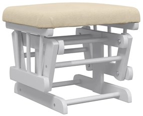 vidaXL Πολυθρόνα Κουνιστή Λευκή Κρεμ Υφασμάτινη με Σκαμπό