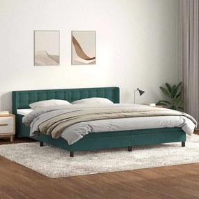 vidaXL Κρεβάτι Boxspring με Στρώμα Σκούρο Πράσινο 200x210εκ. Βελούδινο