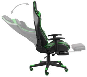 Καρέκλα Gaming Περιστρεφόμενη με Υποπόδιο Πράσινη PVC - Πράσινο