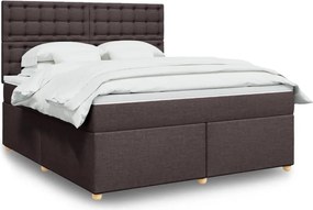 vidaXL Κρεβάτι Boxspring με Στρώμα Σκούρο Καφέ 180x200 εκ Υφασμάτινο