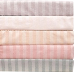 Σεντόνι Με Λάστιχο 120x200+25 Polycotton Σατέν ριγέ 850 Ροζ