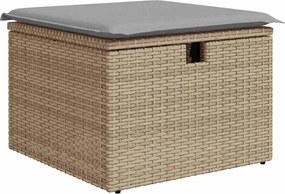 vidaXL Σετ Καναπέ Κήπου με μαξιλάρι 9 pcs Μπεζ Πολυ ράταν