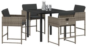 vidaXL Σετ τραπεζαρίας 5 κομματιών  με μαξιλάρια Γκρι Πολυ ρατάν.
