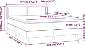 vidaXL Κρεβάτι Boxspring με Στρώμα Μαύρο 140x200 εκ. Βελούδινο