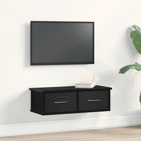 vidaXL Επιτοίχιο Ράφι Συρταριού Μαύρη Δρυς 60x26x18,5εκ Επεξεργασμένο Ξύλο