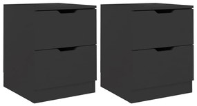 vidaXL Κομοδίνα 2 τεμ. Μαύρα 40 x 40 x 50 εκ. από Επεξεργασμένο Ξύλο