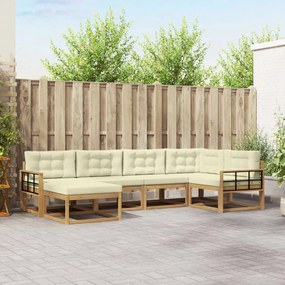 vidaXL Σειρά Καναπέ Εξωτερικού 5 pcs Λευκό και Κρεμ Πολυεστέρας