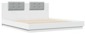 Πλαίσιο Κρεβατιού με Κεφαλάρι και LED Λευκό 160 x 200 εκ. - Λευκό