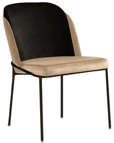 Καρέκλα Dore (Σετ 2Τμχ) 974NMB1717 54x55x86cm Cream-Black Βελούδο, Μέταλλο