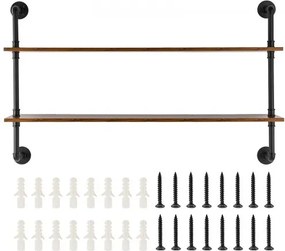 VEVOR Industrial Pipe Shelf 2 Tier 48x 9.84in Wall-Mount for Kitchen Bedroom