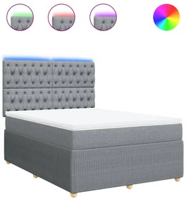 vidaXL Κρεβάτι Boxspring με Στρώμα Ανοιχτό Γκρι 140x190 εκ. Υφασμάτινο