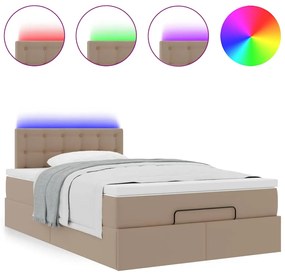 ΟΘΩΜΑΝΙΚΟ ΚΡΕΒΑΤΙ ΜΕ ΣΤΡΩΜΑΤΑ &amp; LEDS CAPPUCCINO FAUX LEATHER 3312146