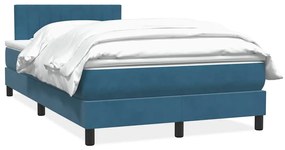 Κρεβάτι Boxspring με Στρώμα Σκούρο Μπλε 120x210 εκ. Βελούδινο