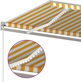 vidaXL Αναδιπλούμενη τέντα Κίτρινο και Λευκό 400 x 350 εκ