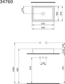 Bianco Ceramica Sento 34760 54x37 - Επιτραπεζιος Νιπτηρας Μπάνιου