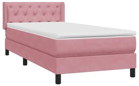 vidaXL Κρεβάτι Boxspring με Στρώμα Ροζ 80x220 εκ. Βελούδινο