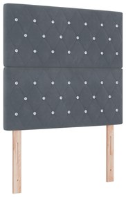vidaXL Κρεβάτι Box Spring με Στρώμα Σκούρο Γκρι 90x200 εκ. Βελούδο