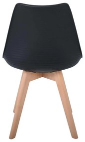 Καρέκλα MARTIN STRIPE Ξύλινο πόδι / PP Μαύρο 49x56x82cm (Σετ 4 ΤΕΜ)