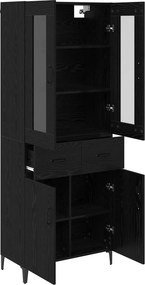 vidaXL Highboard Μαύρη Οξυά 69,5 x 34 x 180 εκ. Επεξεργασμένο ξύλο