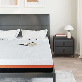 vidaXL Στρώμα Λευκό και Μαύρο 140 x 200 cm Ζακάρ ύφασμα