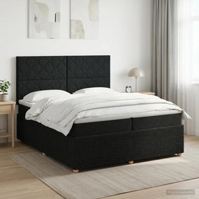 vidaXL Κρεβάτι box spring με στρώμα Μαύρο 200 x 200 cm Ύφασμα