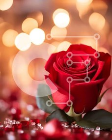 Intra Συλλεκτικό Ξύλινο Παζλ Plywood 4mm - Κομψό κόκκινο τριαντάφυλλο σε κρύσταλλο ντεκόρ Σε Ξύλινο Κουτί - Διαστάσεις Puzzle: 10x10 cm – 25 κομμάτια