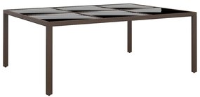 vidaXL Τραπέζι Κήπου με Γυάλινη Επιφάνεια Καφέ 200x150x75 εκ από Ρατάν