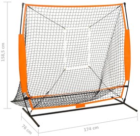 vidaXL Δίχτυ Εξάσκησης Μπέιζμπολ Μαύρο 174 x 76 x 158,5 εκ.