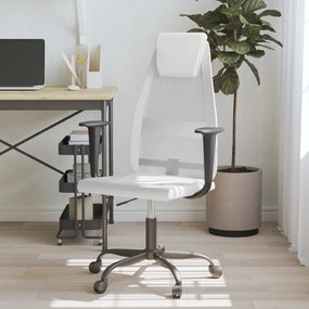 Καρέκλα Γραφείου Ρυθμ. Ύψος Λευκή Διχτυωτό Ύφασμα/Συνθ. Δέρμα