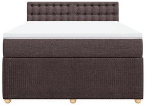 vidaXL Κρεβάτι Boxspring με Στρώμα Σκούρο Καφέ 160x200 εκ Υφασμάτινο