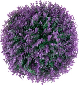 GloboStar® 78521 Artificial - Συνθετικό Τεχνητό Διακοσμητικό Φυτό Θάμνος Πυξάρι Πράσινο - Μωβ Φ36cm