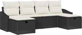 vidaXL Σετ Καναπέ Κήπου με μαξιλάρι 6 pcs Μαύρο Πολυ ράταν